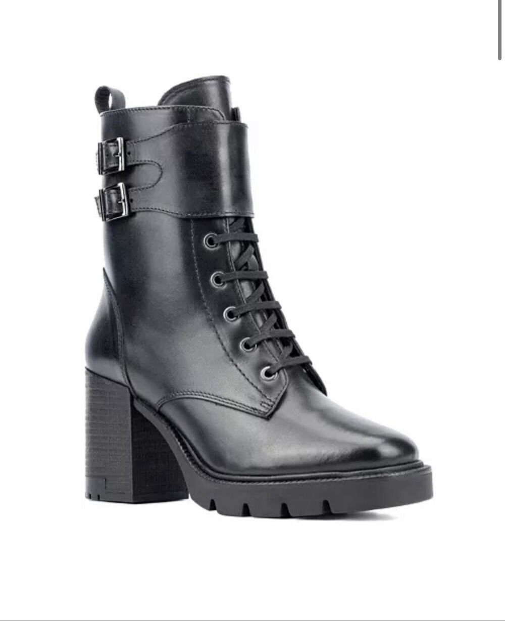 Vintage Foundry Co. Women's Leather Elizabeth Combat Booties Black Size 6.5 NWOT